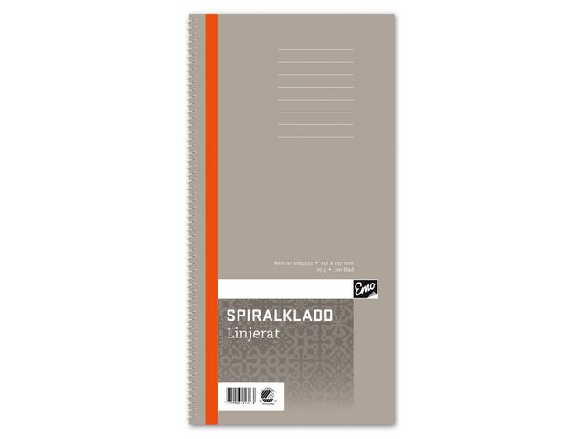 Spiralkladd Nordic Brands Linjerat 147x297mm 70g 96 Blad