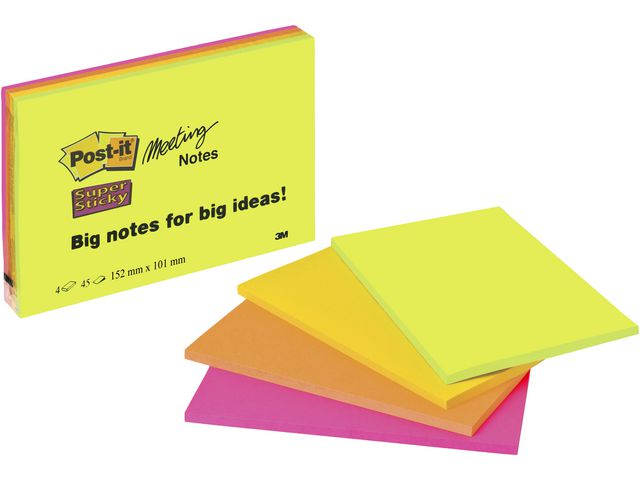 Notisblock Post-it SuperSticky Meeting Notes 149x98mm 45blad