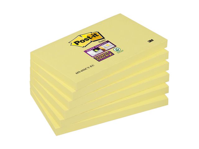 Notisblock Post-it SuperSticky Gul 76x127mm 6block