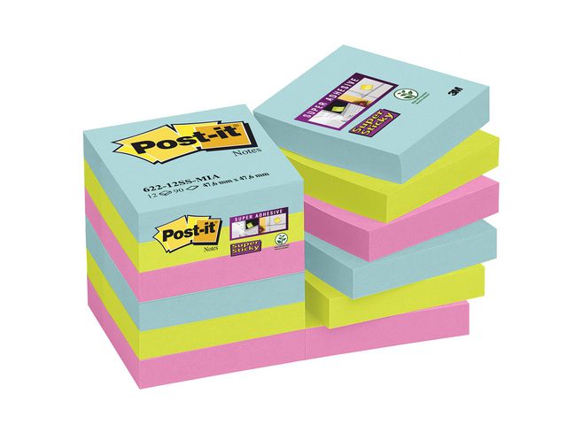 Notisblock Post-it SuperSticky Playful 76x76mm 6block