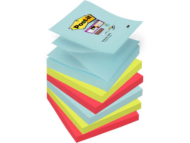 Notisblock Post-it SuperSticky Z-block Miami 76x76mm 6block