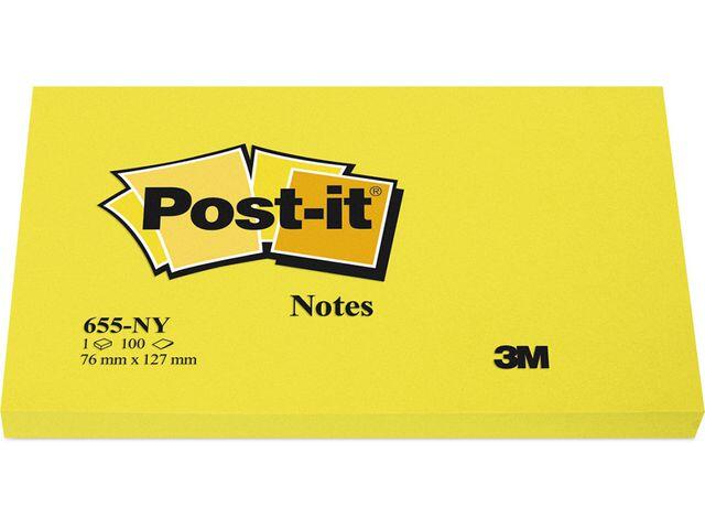 Notisblock Post-it 655-NY Neon Gul 76x127mm 100blad