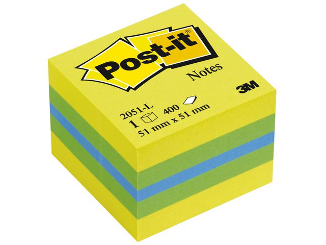 Notisblock Post-it Minikub Lemon 51x51mm 400blad