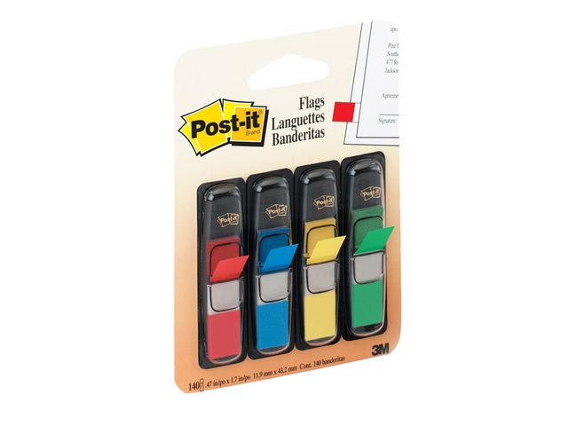 Märkflik Post-it Index 683 Röd-Blå-Grön-Gul 12x43mm 4x35 Flikar