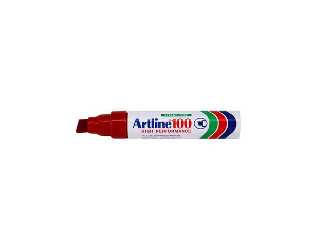 Märkpenna Artline 100 Permanent Snedskuren Spets Röd 12mm