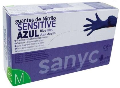 Engångshandskar Nitril Sanyc Sensitive Puderfri Blå M 100st