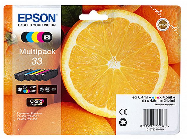 Bläckpatroner Epson C13T33374011 5st