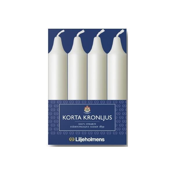 Kronljus Liljeholmens Korta Vit 2.4x13.5cm 4st