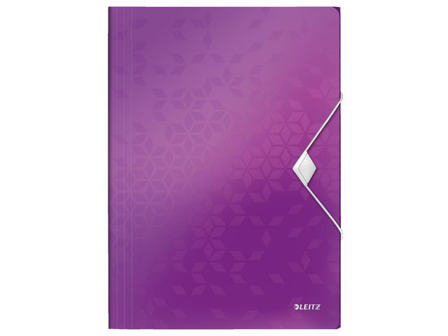 Gummibandsmapp Leitz Wow 3-Klaff PP Lila A4