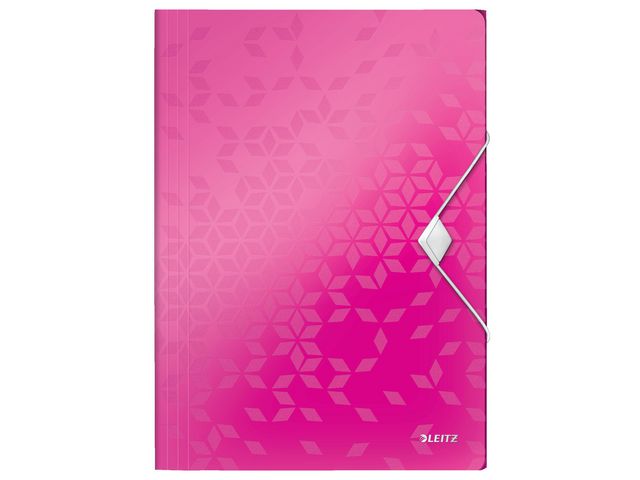 Gummibandsmapp Leitz Wow 3-Klaff PP Cerise A4