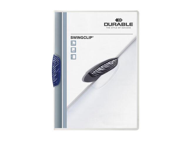 Klämmapp Durable Swingclip Transparent-Mörkblå A4 till 30ark