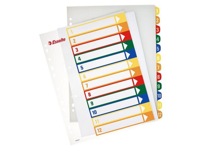 Plastregister Esselte Projektindex 1-12 A4+ Olika Färger
