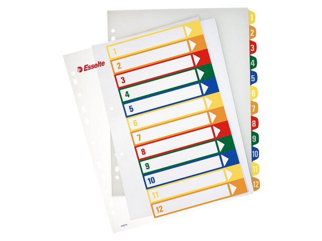 Plastregister Esselte Projektindex 1-12 A4+ Olika Färger
