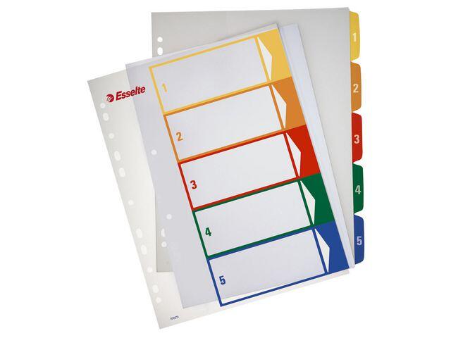 Plastregister Esselte Projektindex 1-5 A4+ Olika Färger
