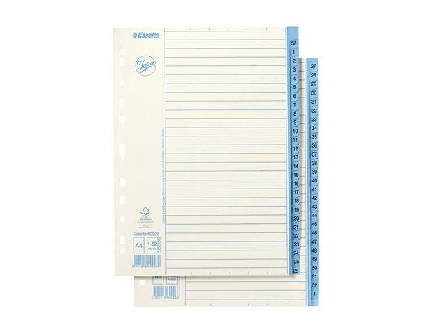 Pappersregister Esselte Jopa 1-52 Vit/Blå A4