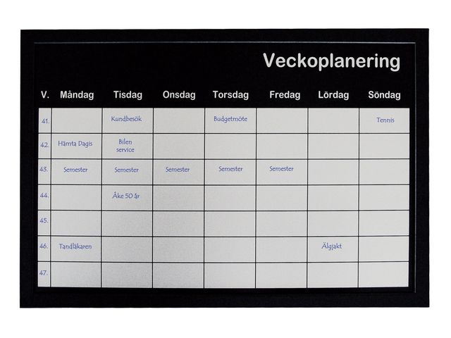Tavla Nordic Brands Veckoplanering Silver 60x40cm