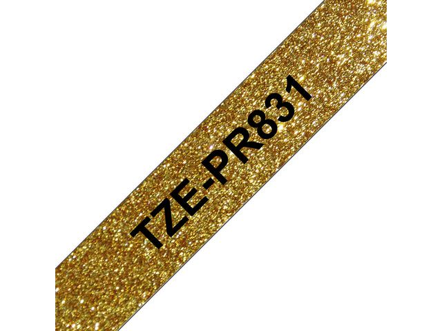 Tape Brother TZEPR831 Svart på Guld 12mm