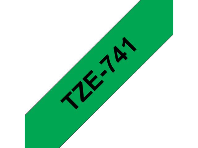 Tape Brother TZE741 Svart på Grön 18mm