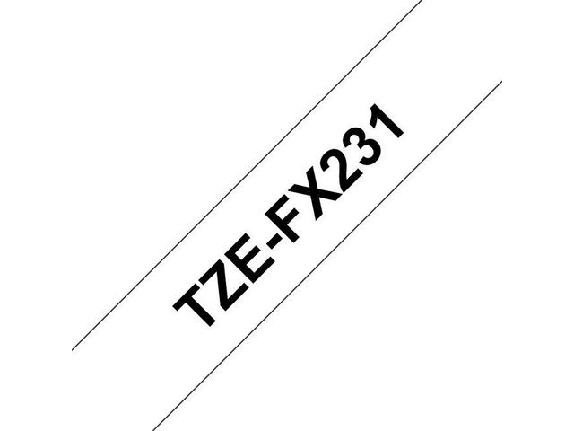 Tape Brother TZEFX231 Svart på Vit 12mm