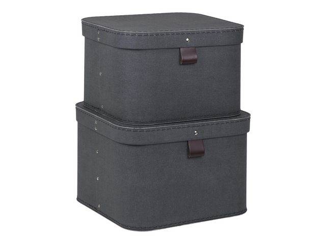 Förvaringsbox Bigso Box med Lock Kartong Svart 2st
