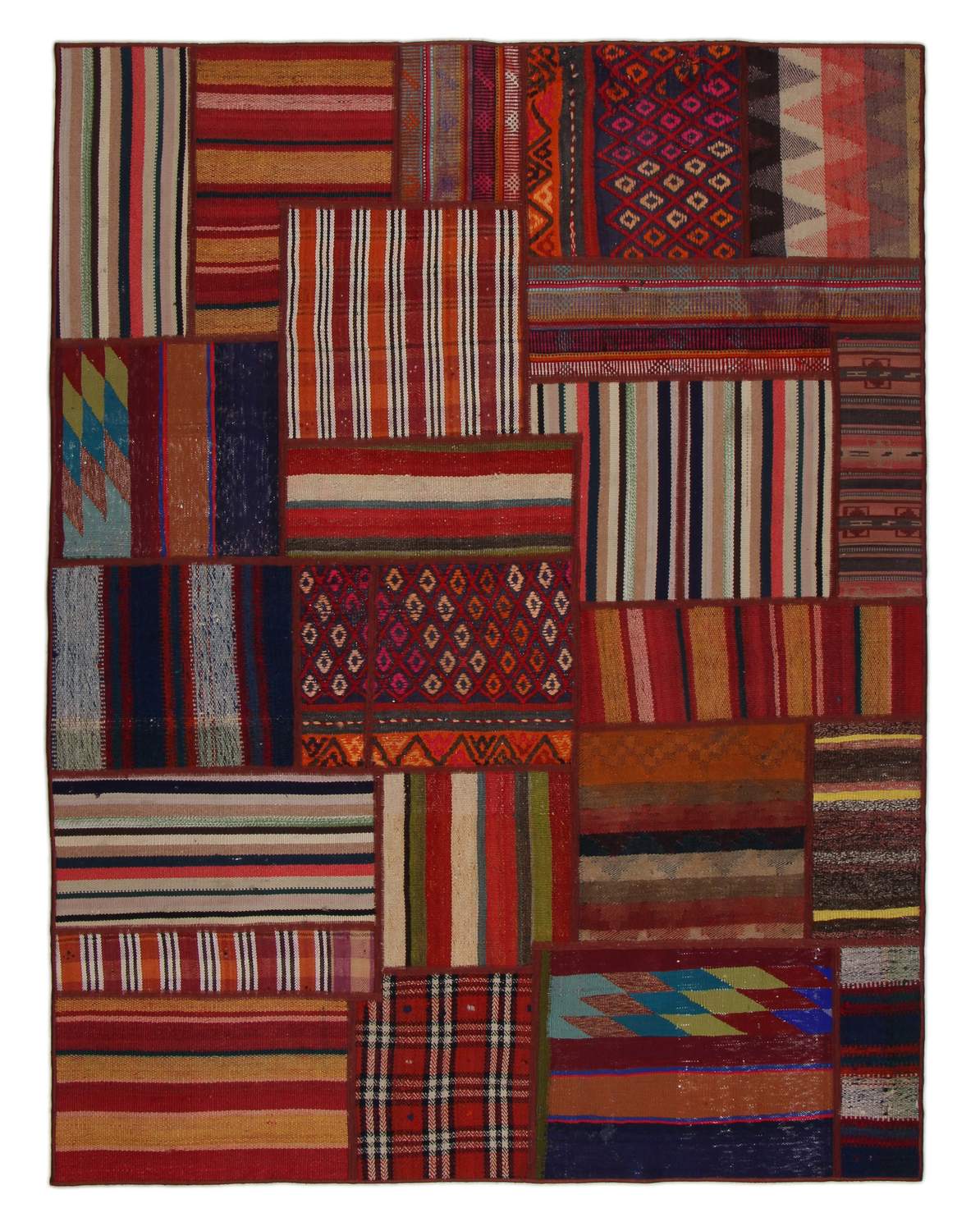 Handknuten Persisk Kelim Patchworkmatta Shiraz/Azerbajdzjan 154x205cm