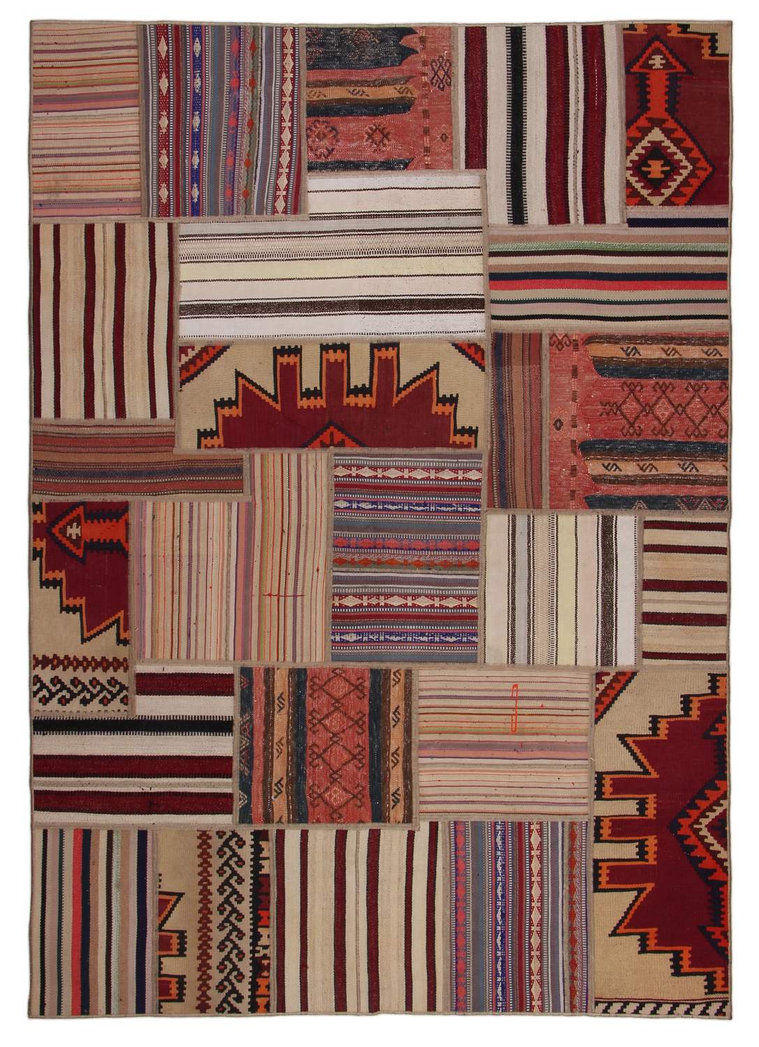 Handknuten Persisk Kelim Patchworkmatta Shiraz/Azerbajdzjan 165x237cm