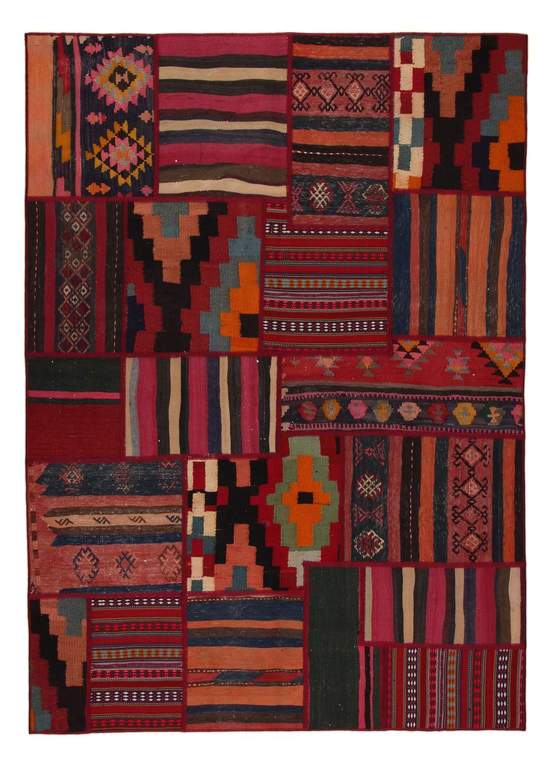 Handknuten Persisk Kelim Patchworkmatta Shiraz/Azerbajdzjan 154x205cm