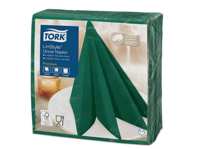 Servett Tork Linstyle 1-Lagers Grön 39x39cm 50st