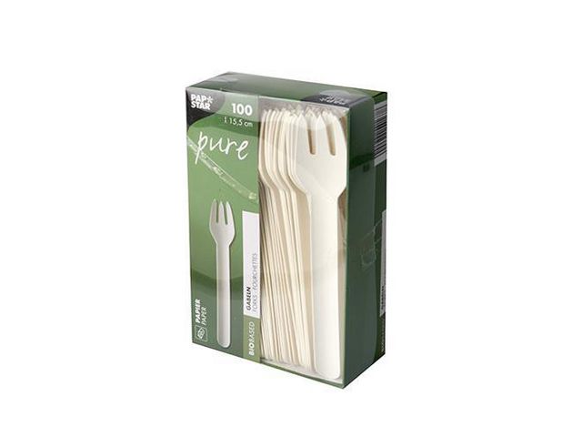 Bestick Papstar Gaffel Pure Papper 15.5cm 100st
