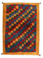 Handknuten Persisk matta Gabbeh Shiraz Ull Guld/Blå 131x175cm