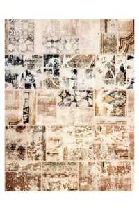 Handknuten Persisk Patchworkmatta Ull/Garn Flerfärgad 170x227cm